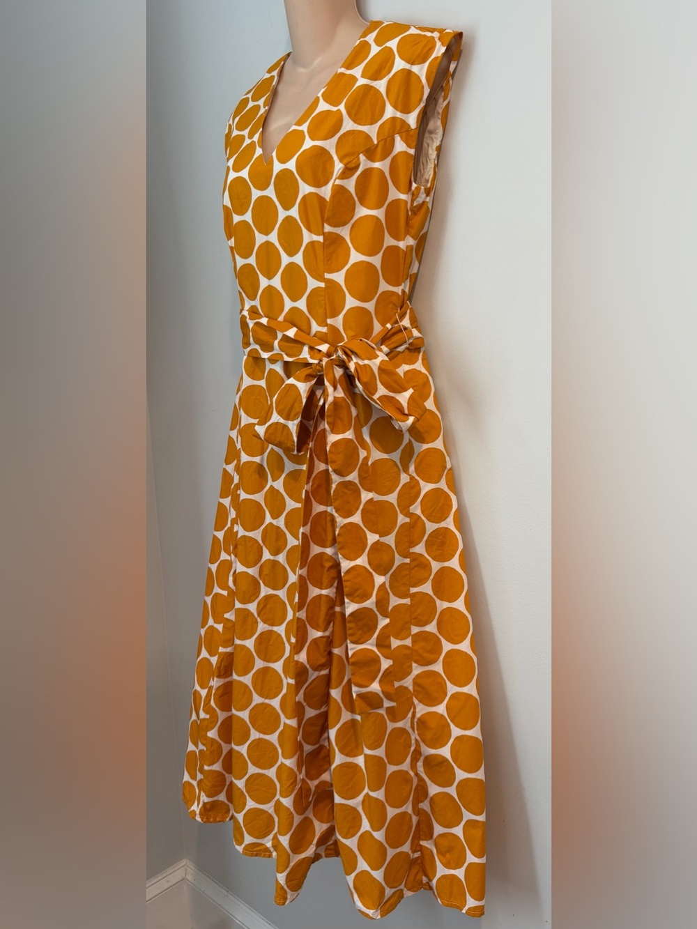BODEN Tori Midi Polka Dot Full Skirt Belted V Neck Preppy Dress size 10 - Picture 5 of 7